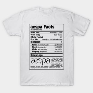 aespa Kpop Nutritional Facts T-Shirt